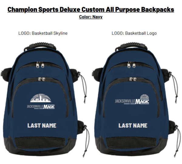 Champion Sports Deluxe Custom All Purpose Backpacks Jacksonvill Magic